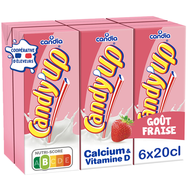 Boisson lactée Fraise CANDIA CANDY'UP - Briquettes 6x20cl