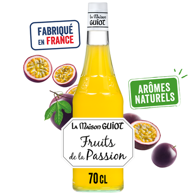 Sirop fruit de la passion la maison GUIOT, bouteille de 70cl