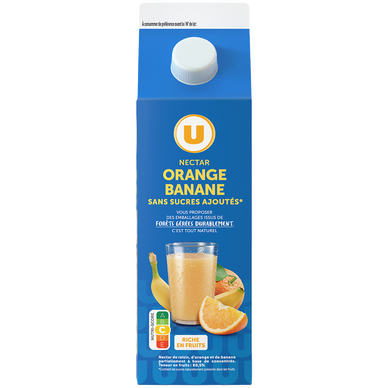 Nectar orange/banane sans sucres ajoutés brique 2L