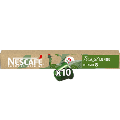 Café Capsules NESCAFE FARMERS ORIGINS BRAZIL LUNGO N°8 - Brésil - compatible NESPRESSO - x10