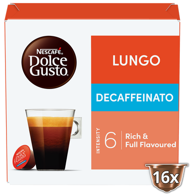 Café Capsules NESCAFE LUNGO DECAFFEINATO N°6 - Brésil - compatible DOLCE GUSTO - x16