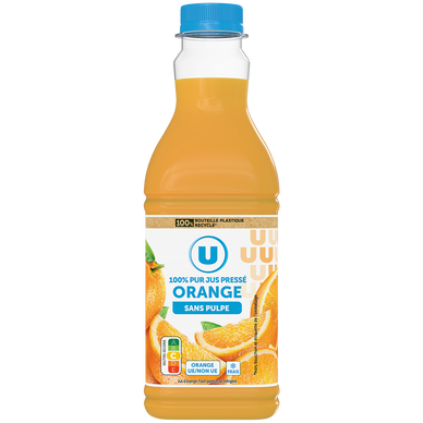 Pur jus d'orange s/p.flash pasteurisé, refrigéré - pet 90cl