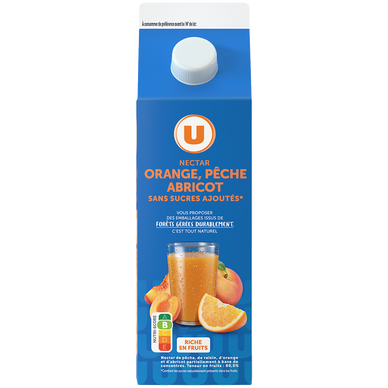 Nectar de fruits orange/pêche/abricot sans sucres ajoutés brique 2L