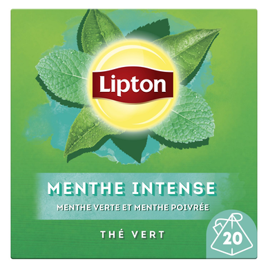 Thé vert menthe intense LIPTON, x20 sachets pyramide, 32g