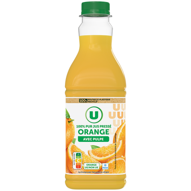 Pur jus réfrigéré d'orange avec pulpe 90cl