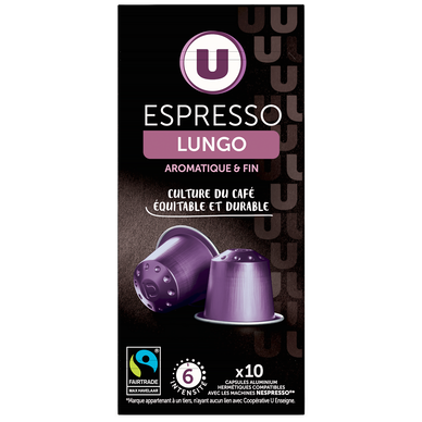 Café Capsules espresso lungo MAX HAVELAAR - compatible NESPRESSO - x10