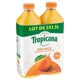 Jus d'orange pur jus sans pulpe TROPICANA, pet 2x1,5 litre
