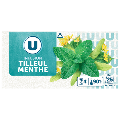Infusion tilleul menthe U - boîte de 25 sachets, 40g