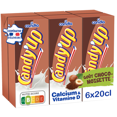 Boisson lactée Chocolat Noisette CANDIA CANDY'UP - Briquettes 6x20cl