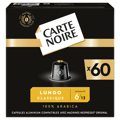 Café Capsules CARTE NOIRE LUNGO CLASSIQUE N°6 - compatible NESPRESSO -x60