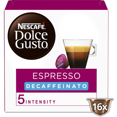 Café Capsules NESCAFE ESPRESSO DECAFFEINATO N°5 - compatible DOLCE GUSTO - x16