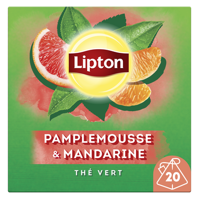 Thé vert pamplemousse et mandarine LIPTON, x20 sachets pyramide, 32g