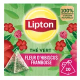 Thé vert fleur d'Hibiscus Framboise LIPTON, x20 sachets - 30g
