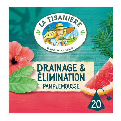 Infusion drainage pamplemousse & maté LA TISANIERE, boîte de 20 sachets, 30g