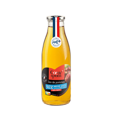 Pur Jus de Pommes maison -30% Moins Sucré- Coeur de Pom', bouteille de75cl
