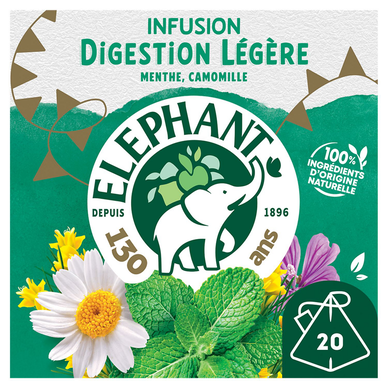 Infusion digestion légère menthe camomille ELEPHANT - 20 sachets - 32g