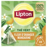 Thé vert fleur d'oranger mandarine LIPTON, x20 sachets, 30g