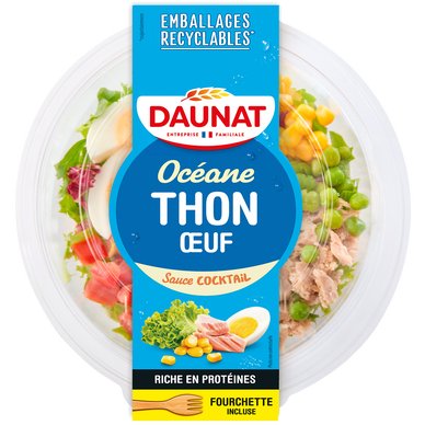 Salade composée de salade,d'oeuf,thon crudités l'océane DAUNAT 250G