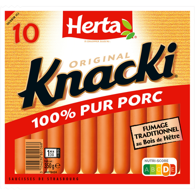 Saucisses Knacki Original Pur Porc HERTA x10 - 350g