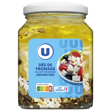 Fromage pasteurisé lait de vache dés aromatisés 60%mg bocal 300g