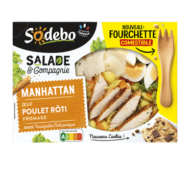Salade de pâtes, poulet, oeufs et crudité - Manhattan, SODEBO 320g