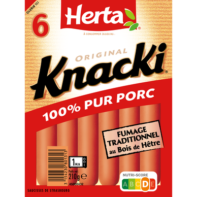 Saucisses Knacki Original Pur Porc HERTA x6 - 210g