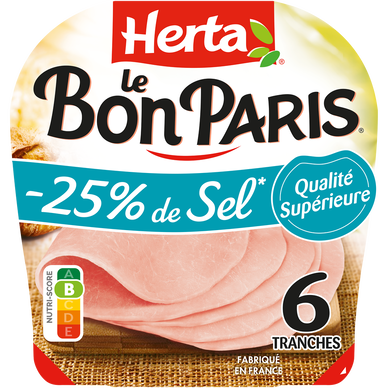 Jambon -25% de sel HERTA Le Bon Paris 6 Tranches - 210g