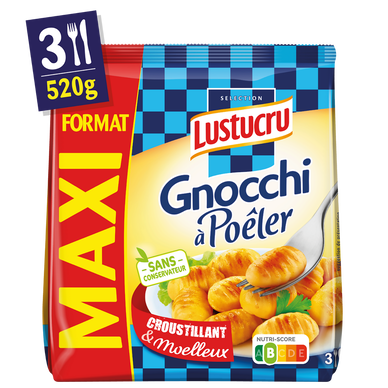 Gnocchi à poêler LUSTUCRU, maxi format 520g, pour 3 personnes