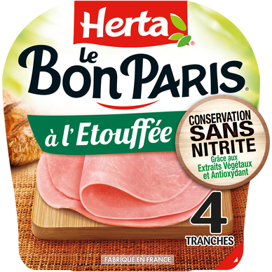 Jambon à l'Etouffée Conservation Sans Nitrite HERTA Le Bon Paris 4T -140g