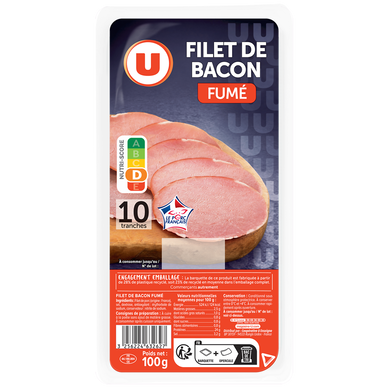 Filet de Bacon fumé - x10 tranches, 100g