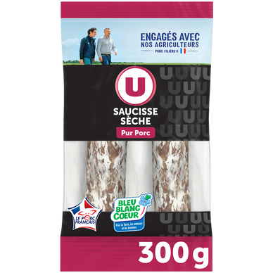 Saucisse sèche courbe pur porc U 300g