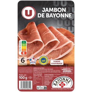 Jambon de Bayonne IGP - x6 tranches, 100g