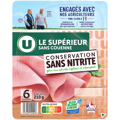 Jambon Supérieur sans couenne Conversation Sans Nitrite - x6 tranches,210g
