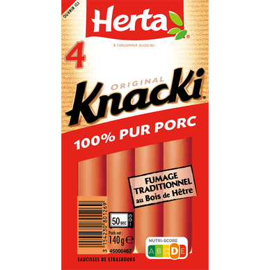 Saucisses Knacki Original Pur Porc HERTA x4 - 140g