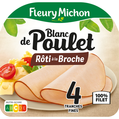 Blanc de poulet Rôti à la broche FLEURY MICHON 4 tranches - 120g