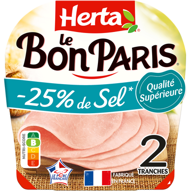 Jambon -25% de sel HERTA Le Bon Paris 2 Tranches - 70g