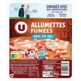 Allumettes de porc fumées teneur réduit en sel Bleu Blanc Coeur U 2x75g 150g