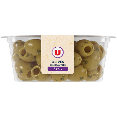 Olives vertes dénoyautées à l'ail, 150g