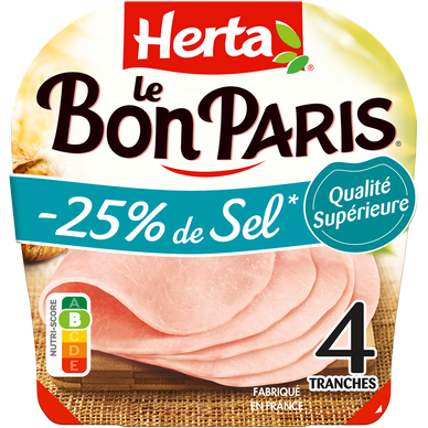 Jambon LE BON PARIS -25% de sel HERTA 4 tranches 140g