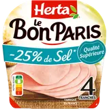 Jambon LE BON PARIS -25% de sel HERTA 4 tranches 140g