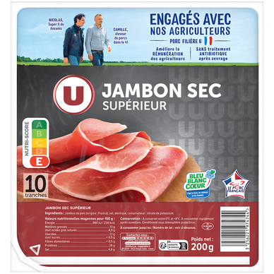 Jambon sec supérieur - x10 tranches, 200g