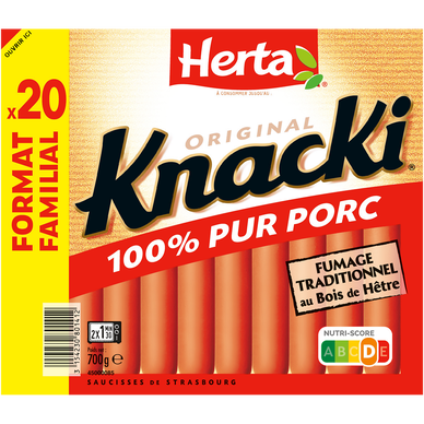Saucisses Knacki Original Pur Porc HERTA x20 - 700g