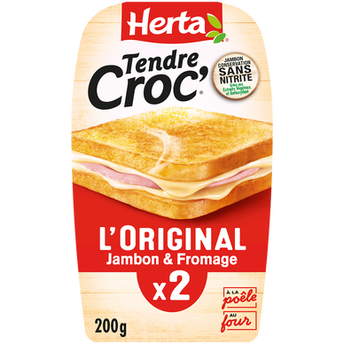Croque Monsieur Jambon Fromage Sans Nitrite HERTA Tendre Croc x2 - 200g