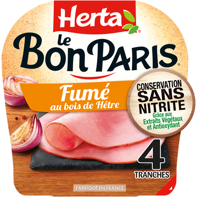 Jambon Fumé Conservation Sans Nitrite HERTA Le Bon Paris 4 tranches -140g