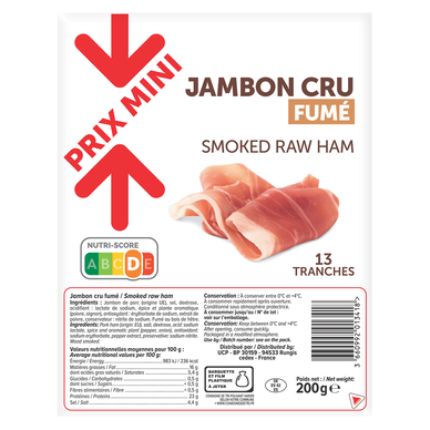 Jambon cru fumé - x13 tranches, 200g