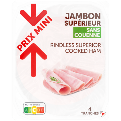 Jambon Supérieur sans couenne - x4 tranches, 200g