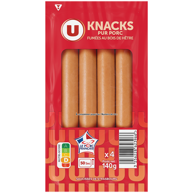 Knacks Pur Porc - x4, 140g