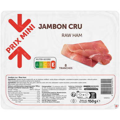 Jambon cru - x8 tranches, 150g