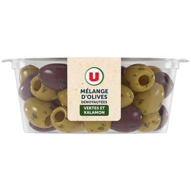 Olives vertes et noires Kalamata dénoyautées, 150g