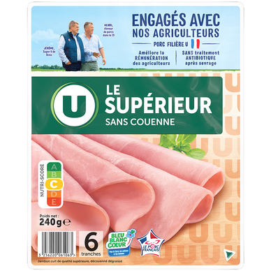 Jambon Supérieur sans couenne BBC U x6 tranches, 240g